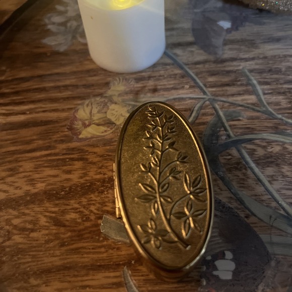 VTG MAX FACTOR Hi Society Gold Tone Lipstick Compact Mirror Clear Clear Red - Picture 2 of 6